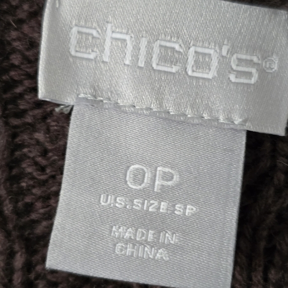 Chico's Cardigan Women SP Brown Long Sleeve Cable Knit Open Wool Cashmere - Picture 6 of 14